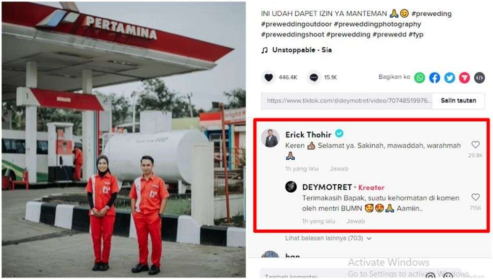 9 Potret Pasangan Prewedding di SPBU, Langsung Dikomen Erick Thohir!