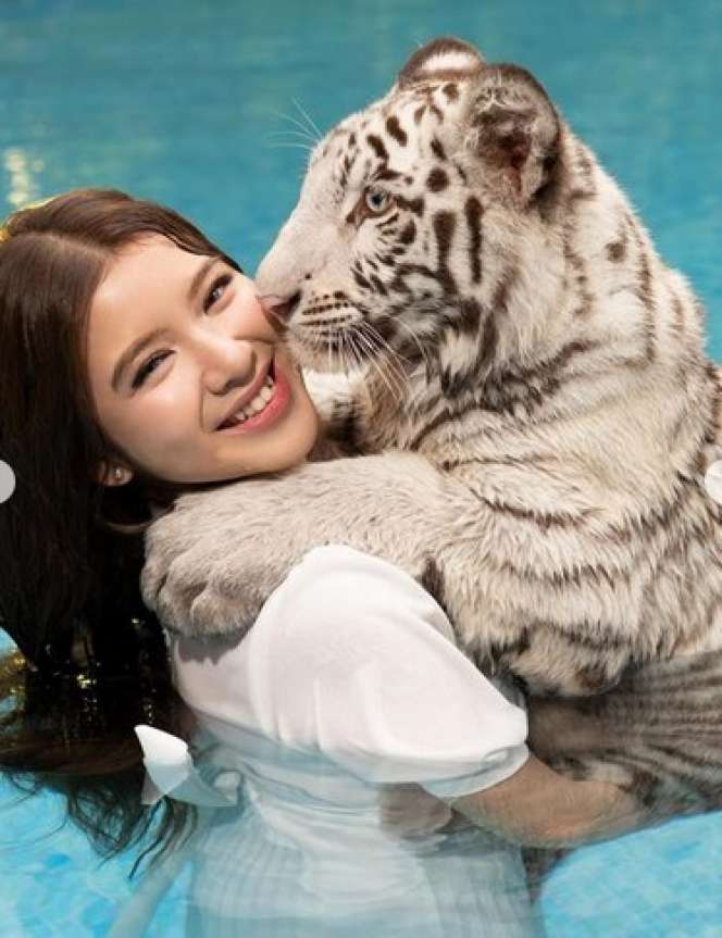 Potret 'Ngeri-ngeri Sedap' Tiara Andini Bareng Selen, Harimau Putih Milik Alshad Ahmad