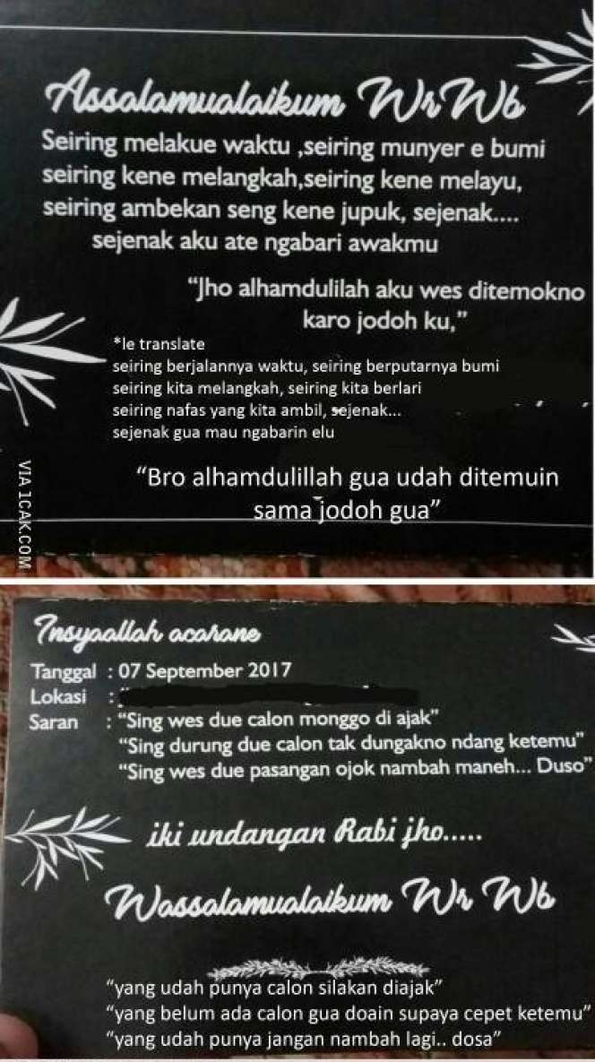 10 Potret Undangan Pernikahan Ini Bikin Gagal Paham, Harus Mikir Dua Kali!