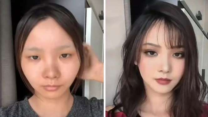 Viral Potret Wajah Wanita Sebelum dan Sesudah Pakai Makeup, Hasilnya Bikin Kaget!