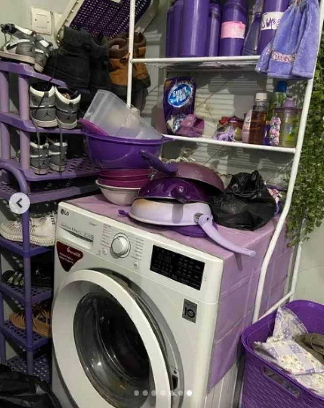Viral Rumah Fans Warna Ungu Garis Keras, Dapurnya Bikin Geleng Kepala, Lihat 9 Potretnya!