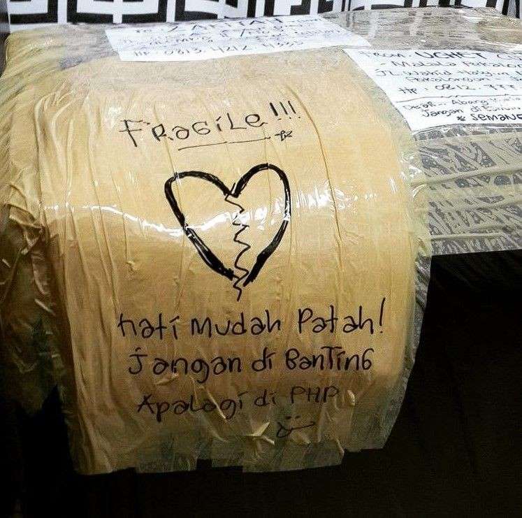 10 Tulisan Kocak Peringatan `Jangan Dibanting` di Paket Barang, Abang Kurir Auto Nyengir!