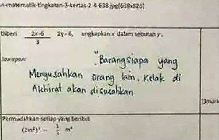 10 Potret Jawaban Absurd Siswa di Lembar Ujian, Bikin Guru Geleng-geleng Kepala!