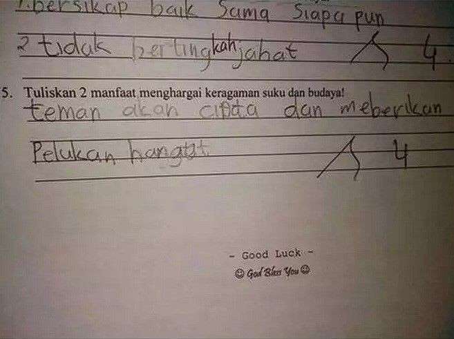 10 Potret Jawaban Absurd Siswa di Lembar Ujian, Bikin Guru Geleng-geleng Kepala!