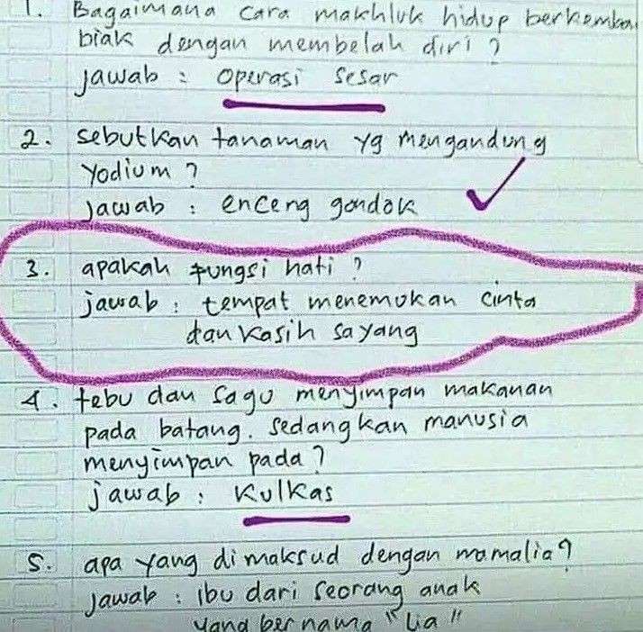 10 Potret Jawaban Absurd Siswa di Lembar Ujian, Bikin Guru Geleng-geleng Kepala!