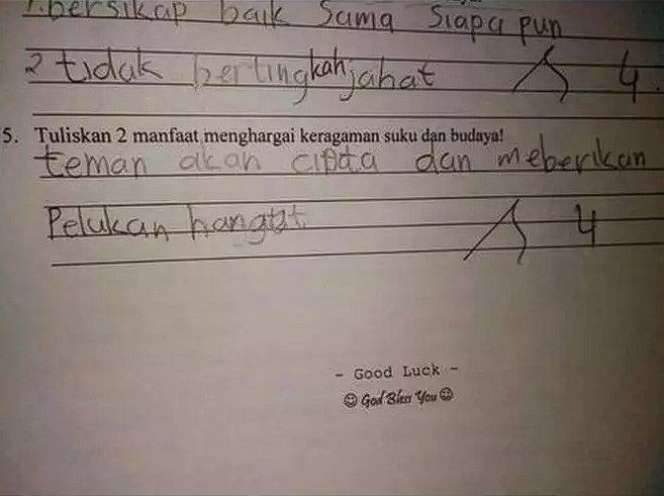 10 Potret Jawaban Absurd Siswa di Lembar Ujian, Bikin Guru Geleng-geleng Kepala!