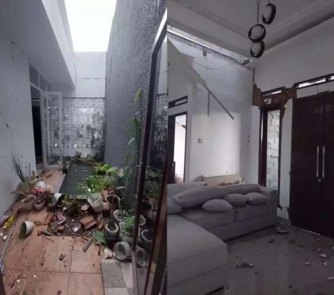 Baru Dihuni 8 Bulan, Rumah Gedongan Ini Hancur Karena Gempa Cianjur, Lihat 11 Potretnya Miris Banget!