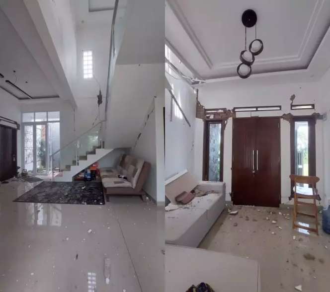 Baru Dihuni 8 Bulan, Rumah Gedongan Ini Hancur Karena Gempa Cianjur, Lihat 11 Potretnya Miris Banget!