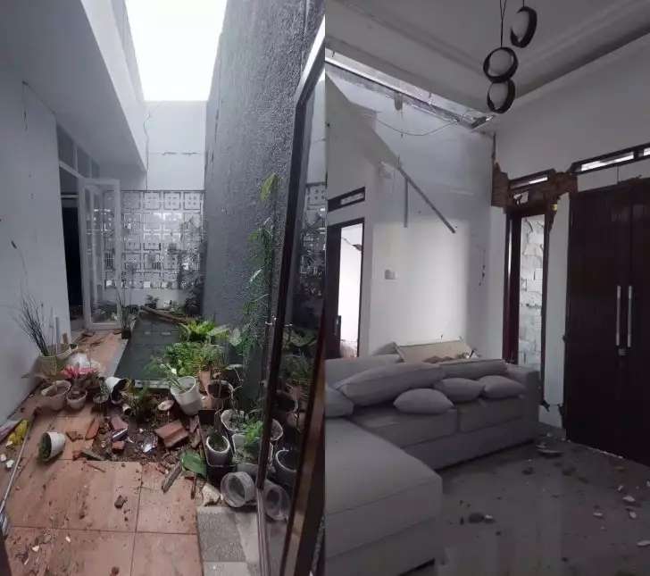 Baru Dihuni 8 Bulan, Rumah Gedongan Ini Hancur Karena Gempa Cianjur, Lihat 11 Potretnya Miris Banget!