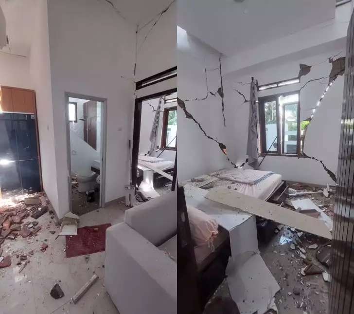 Baru Dihuni 8 Bulan, Rumah Gedongan Ini Hancur Karena Gempa Cianjur, Lihat 11 Potretnya Miris Banget!