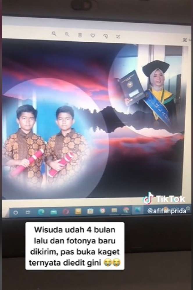 Hasil Foto Wisuda Ini Endingnya di Luar Dugaan, Editannya Ala 90-an!