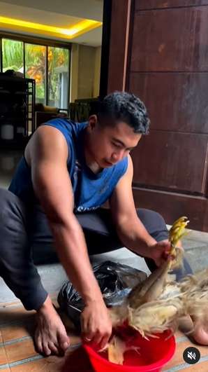 Pengantin Baru, 7 Potret Aprilio Manganang Bersihkan Bulu Ayam Jadi Sorotan, Macho?
