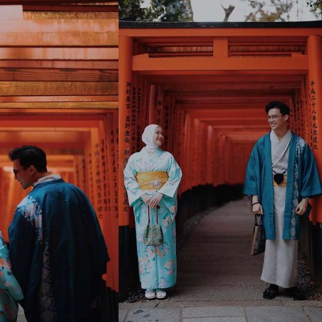 Potret Style Dinda Hauw Pamer Baby Bump di Jepang