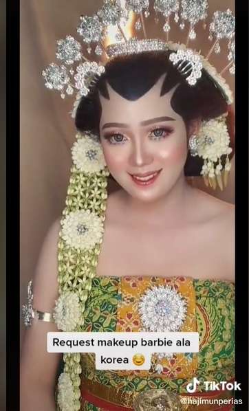 Potret Transformasi Pengantin Adat Jawa Request Makeup Ala Barbie Korea, Hasilnya Bikin Panglilng!