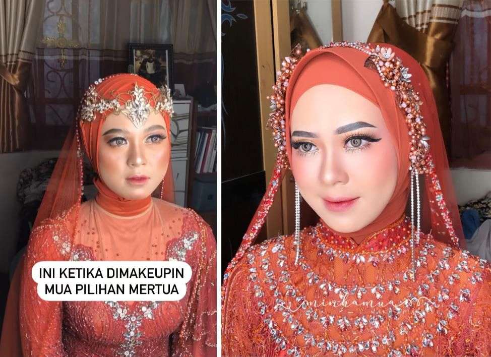 Potret Pengantin Nangis Usai Dirias MUA Pilihan Mertua, Langsung Pakai MUA Pilihan Sendiri, Hasilnya Beda Banget!
