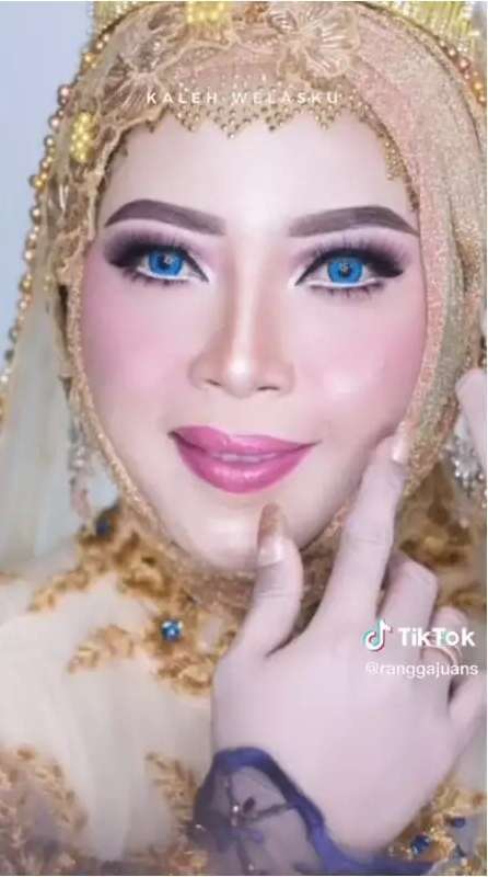 Pengantin Sawo Matang Dirias MUA Pakai Bedak Putih Tebal, Soflens Biru Menyala, Hasilnya Syok!