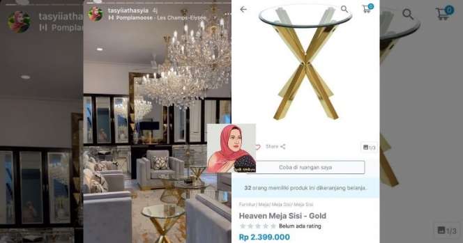 Perabotan Rumah Tasyi Athasyia yang Punya Harga Fantastis, Lampu Gantung Saja Segini Banderolnya