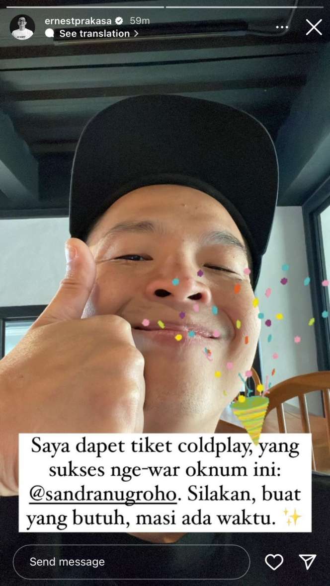 Ekspresi Para Artis Ikut War Tiket Coldplay, Ernest Prakasa Paling Beruntung