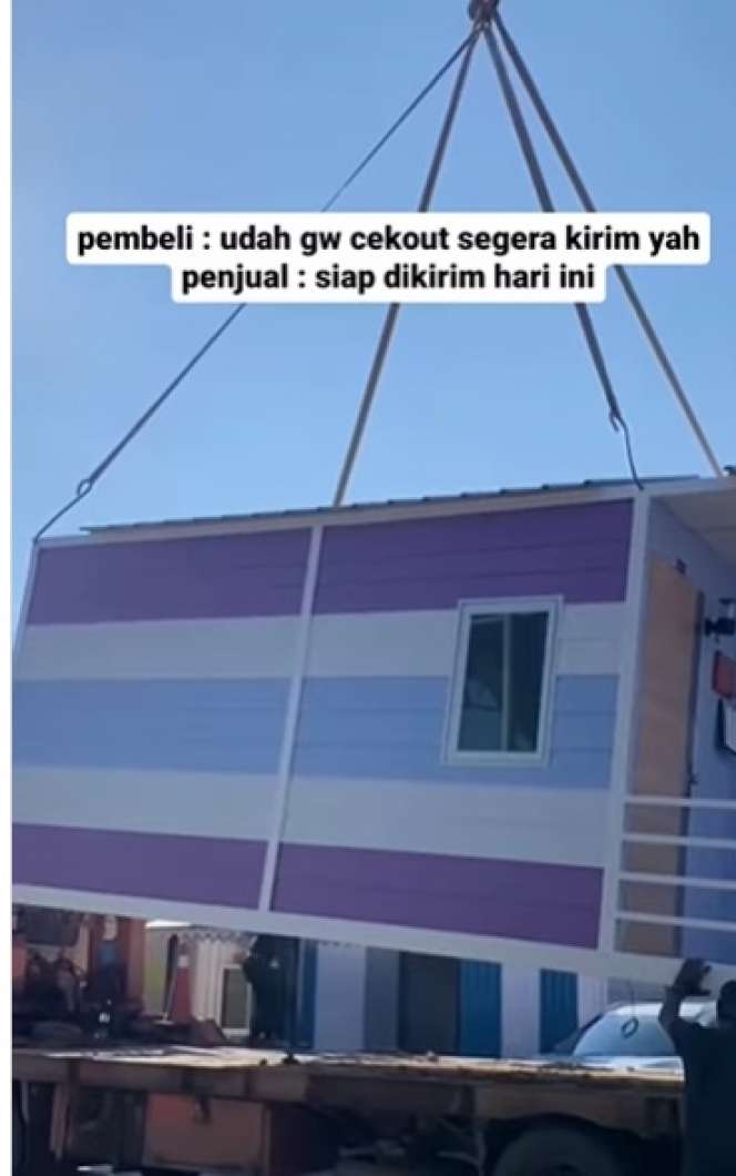 Potret Rumah Unik yang Bisa Diangkat Mobil Pengantar Barang, Netizen: `Enak Bisa Pindah Kemana Saja` 
