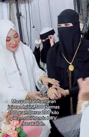 Viral Pernikahan Wanita Bercadar di Kalimantan, Mahar Miliaran Hingga Mobil Mewah, Ini Potretnya Bikin Iri