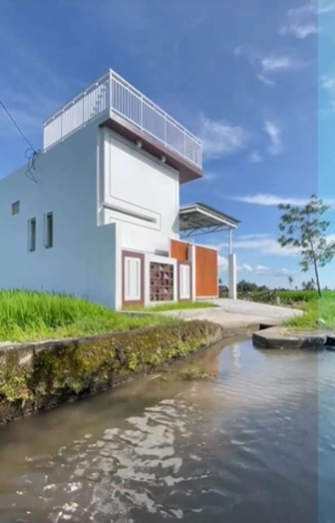 Viral Rumah Mewah di Tengah-Tengah Sawah, Ada Sungai Mengalir Bak Istana, Netizen: Enak Nggak Ada Tetangga Julid
