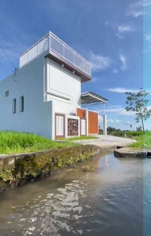 Viral Rumah Mewah di Tengah-Tengah Sawah, Ada Sungai Mengalir Bak Istana, Netizen: Enak Nggak Ada Tetangga Julid