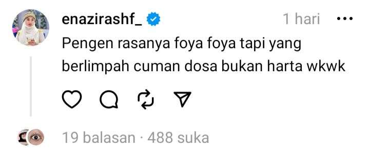 Deretan Postingan Absurd Nadzira Shafa Istri Mendiang Ameer Azzikra di Threads, Bikin Netizen Cekikikan