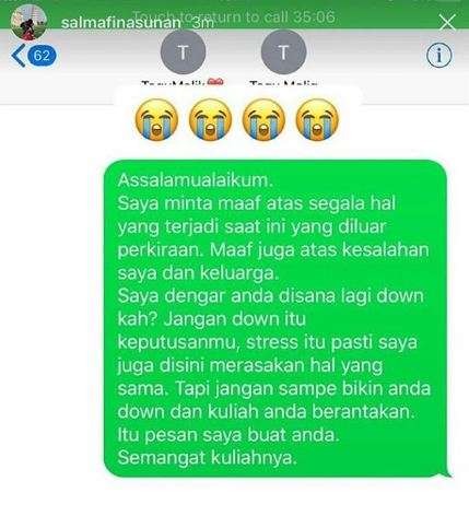 Pesan Salma untuk Taqy