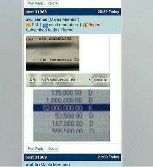 bukti transferan raffi ke ayu