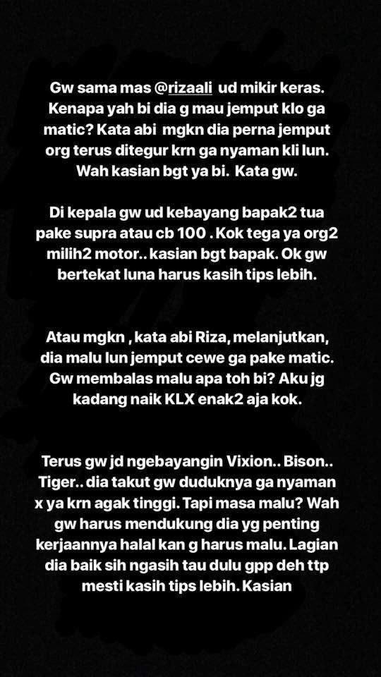 Curahan hati Luna, penumpang ojek online