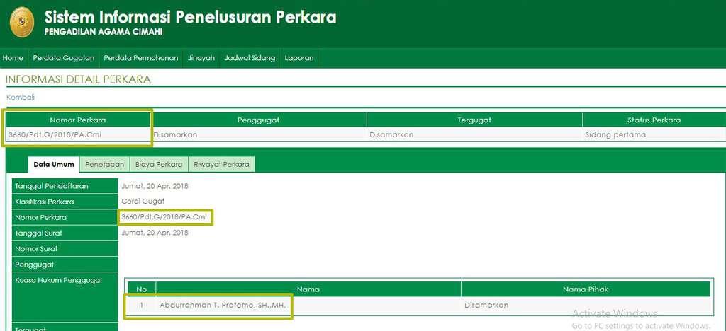 Surat perdata gugatan cerai