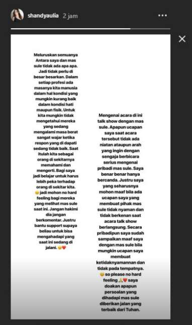 Instastory Shandy Aulia