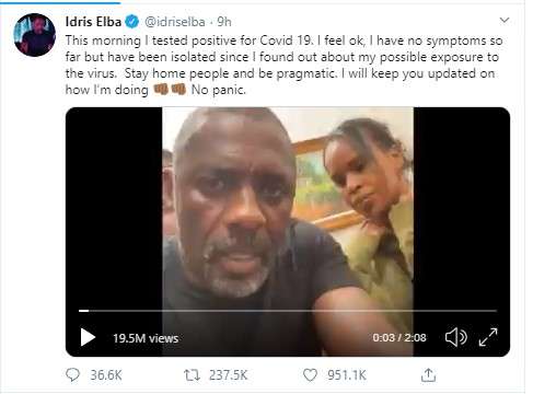 Idris ela positic corona