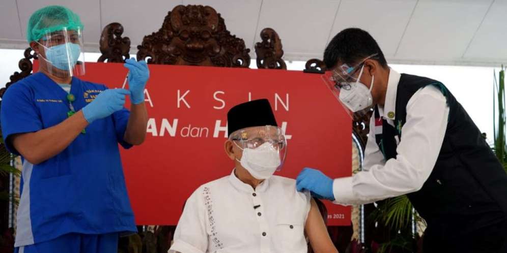 Wapres KH Ma'ruf Amin Terima Suntikan Dosis Kedua Vaksin Covid-19