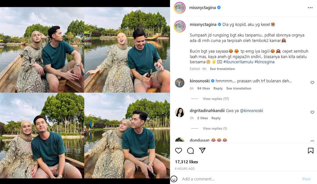 Rizky Kinos Positif Covid-19, Nycta Gina: Rungsing Banget Tanpamu ...